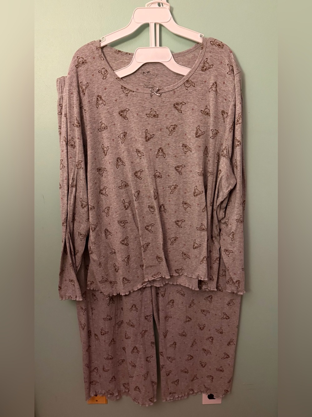 Disney Bambi’s Women’s Long Sleeve Lounge Pajama Set in Grey